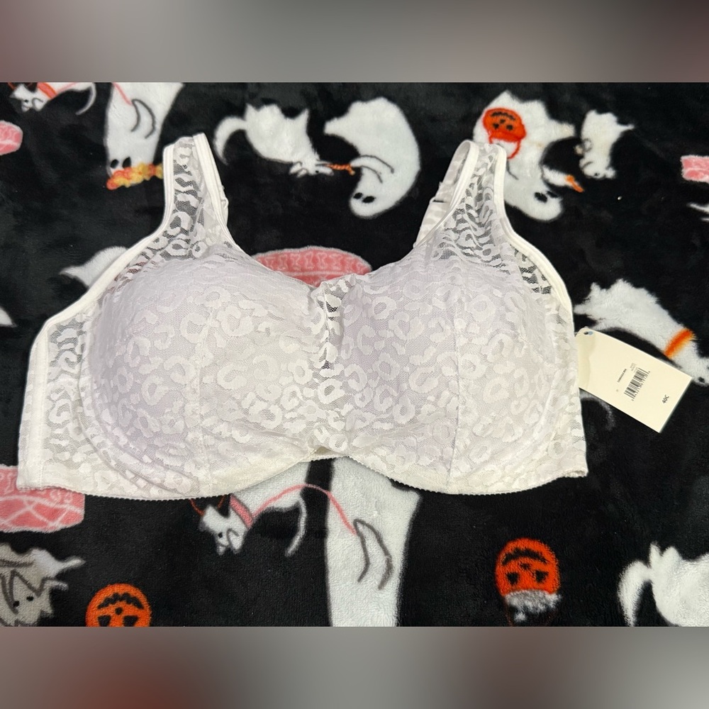 Chic White Underwire Bra with lace mesh overlay NWT